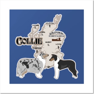 Collie Rough and Smooth Map of Scotland Posters and Art